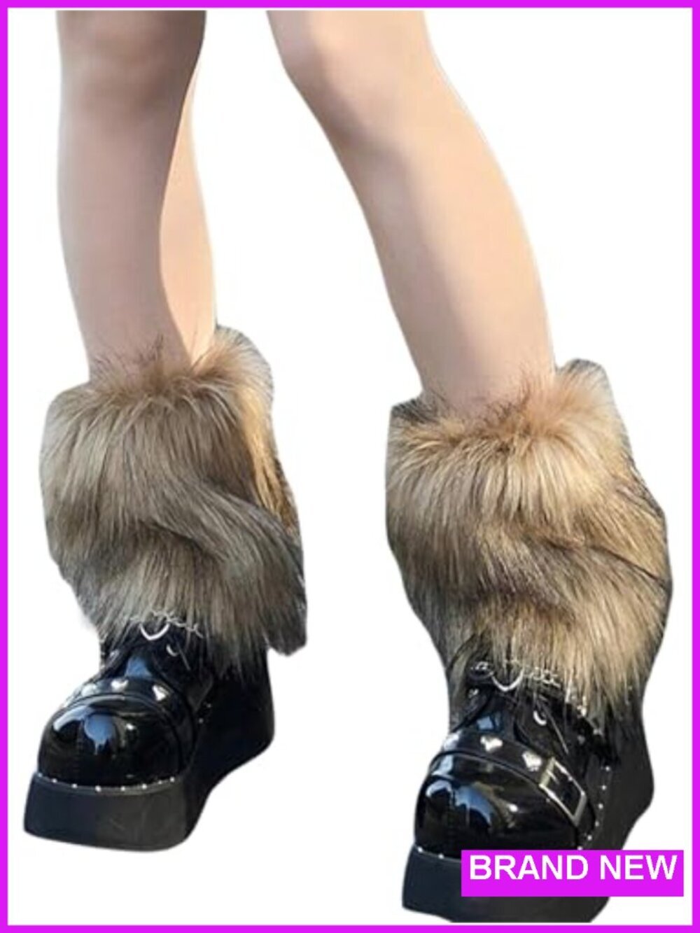 Faux Fur Ankle Leg Warmers Fuzzy Winter Cuff Covers Y2K Boot Cuffs